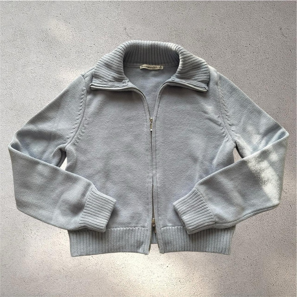 Light Blue Zip-Up Sweater